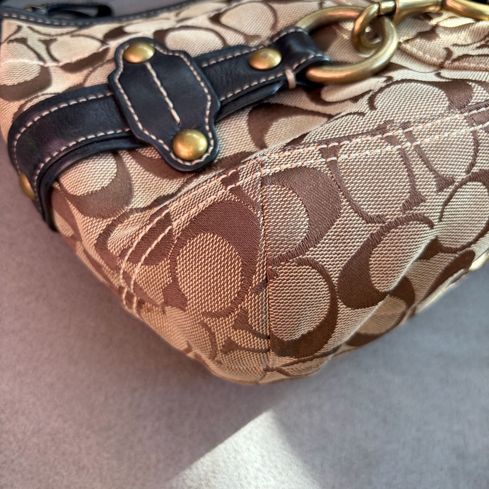 Vintage Coach Signature Brown Black Shoulder Monogrammed Ergo Hobo Bag Y2K - Picture 9 of 17